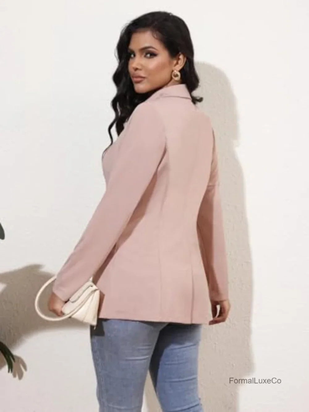 Long Sleeve Open Front Blazer Cardigan with Zipper Pockets